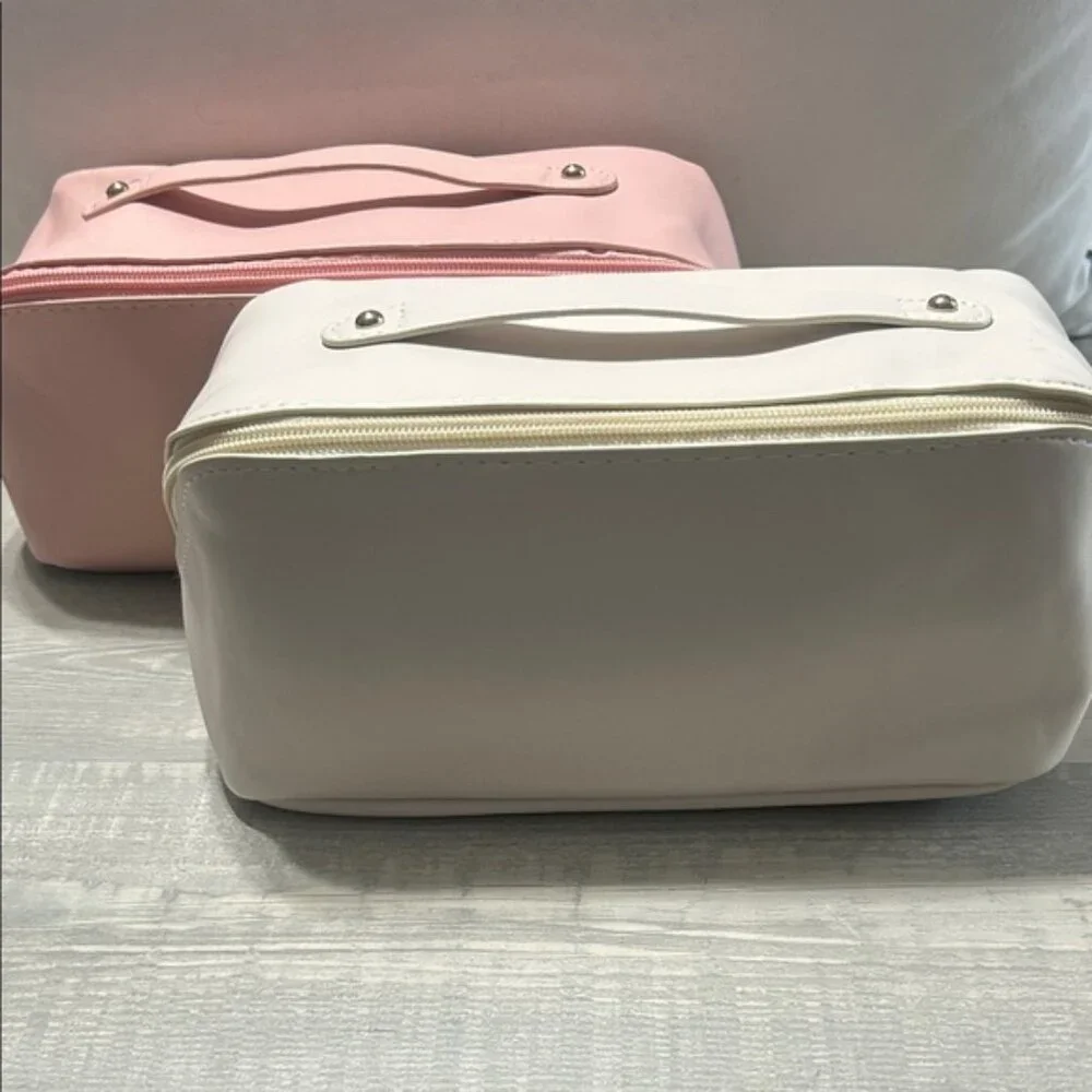 NEW Large Travel Makeup Bag - Pink or Cream